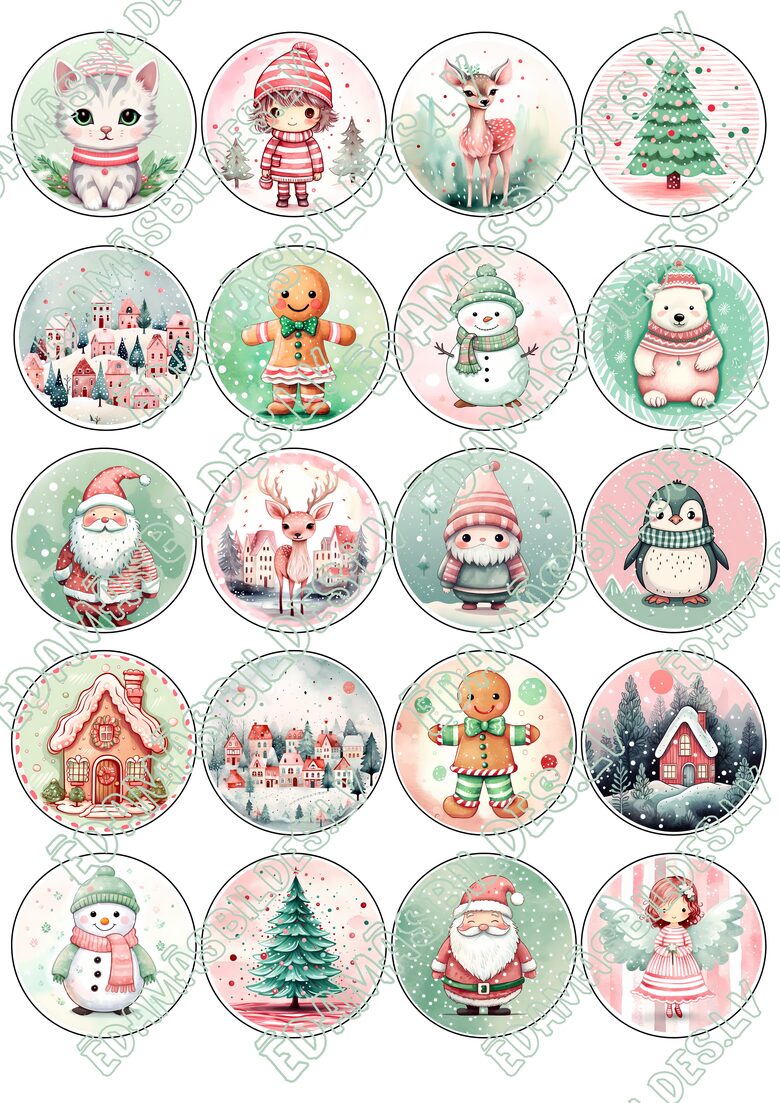 Chocolate Transfer Sheets "Ziemassvētki Nr 8", aplīši 5 cm